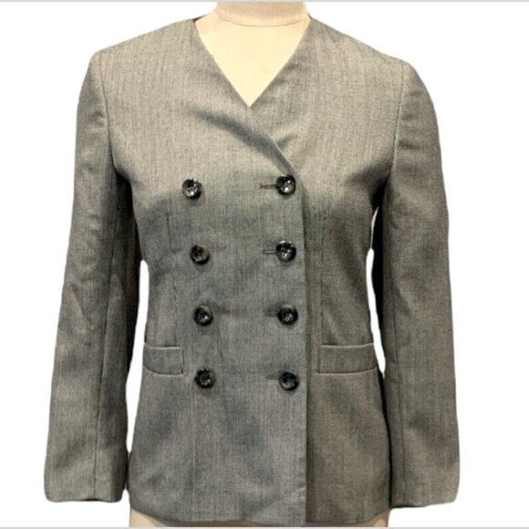 John Meyer of Norwich Sz 2P/Petite Checked Blazer Convertible Collar 297B - Picture 2 of 7
